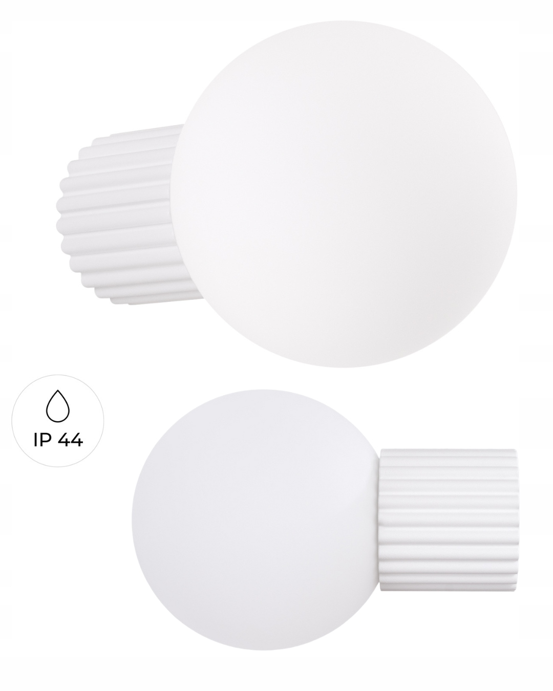 Kinkiet biały szklany kula Halo biały IP44 do łazienki domu biura gabinetu