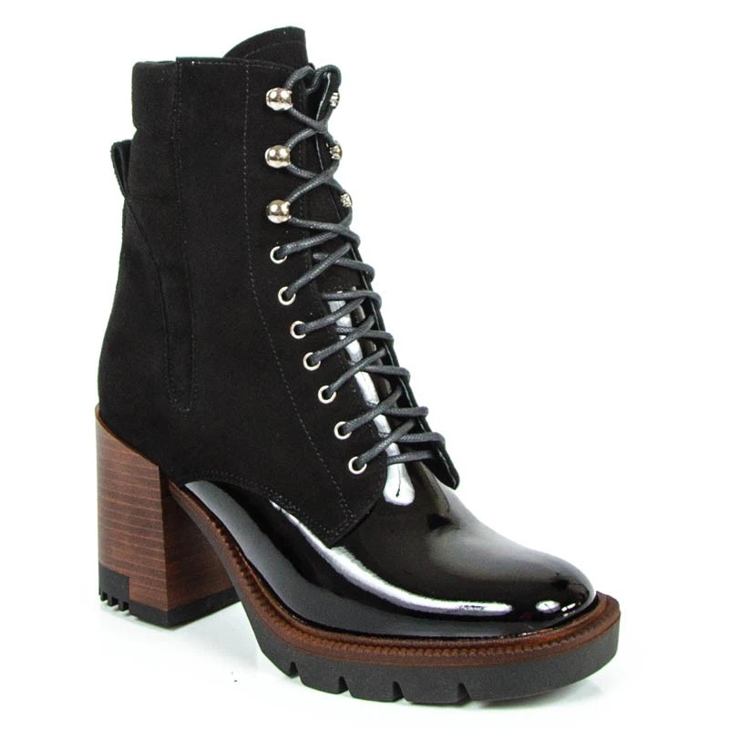 Visconi 2684365 Kotníkové Boty Kůže Lak Semiš Černé 36