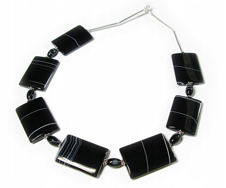 Sardonyx Velký Krásný Náhrdelník Stříbro