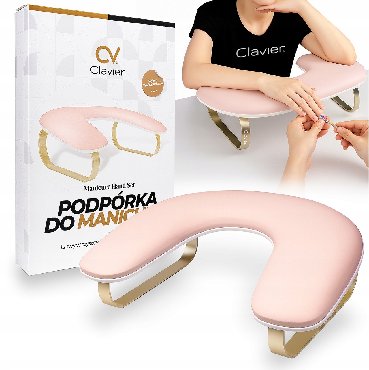 Podpórka poduszka pod dłonie ręce manicure owalna Różowo-złota