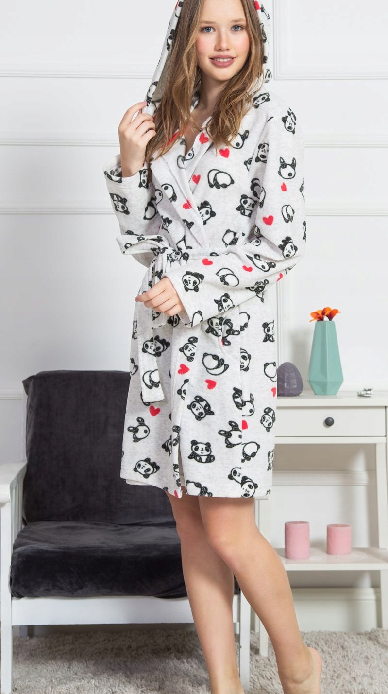 Teplý Fleecový Župan Panda Pandy Srdce S/m