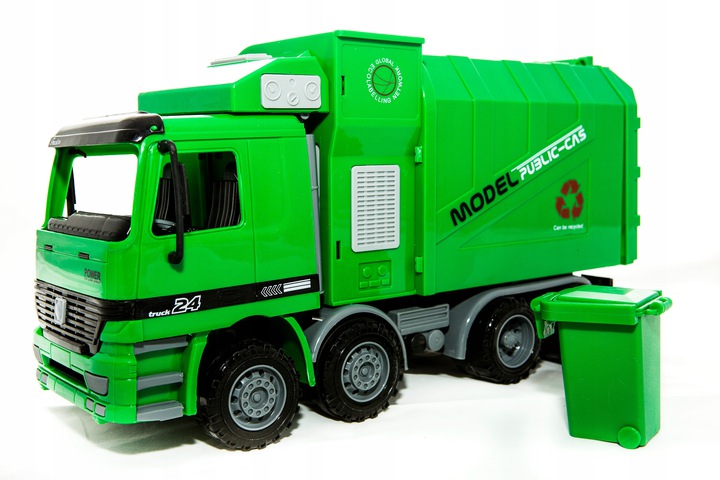 Duży SOLIDNY Pojazd ŚMIECIARKA kubeł na śmieci