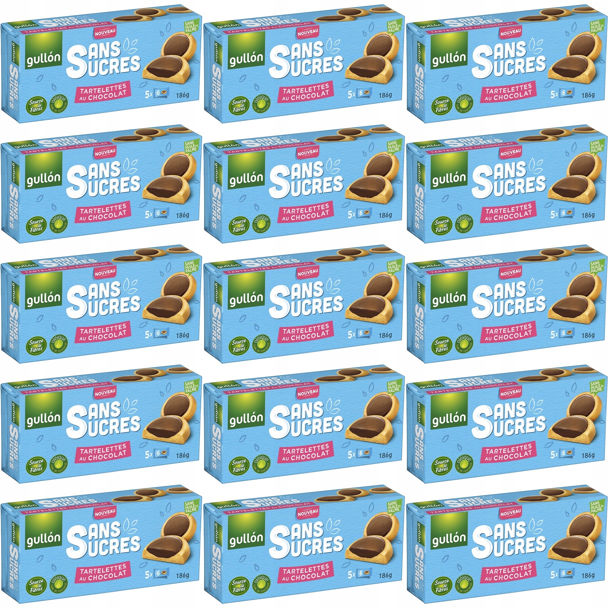 Zestaw 15 x Gullon Ciasteczka oblane czekoladą bez dodatku cukru 186 g