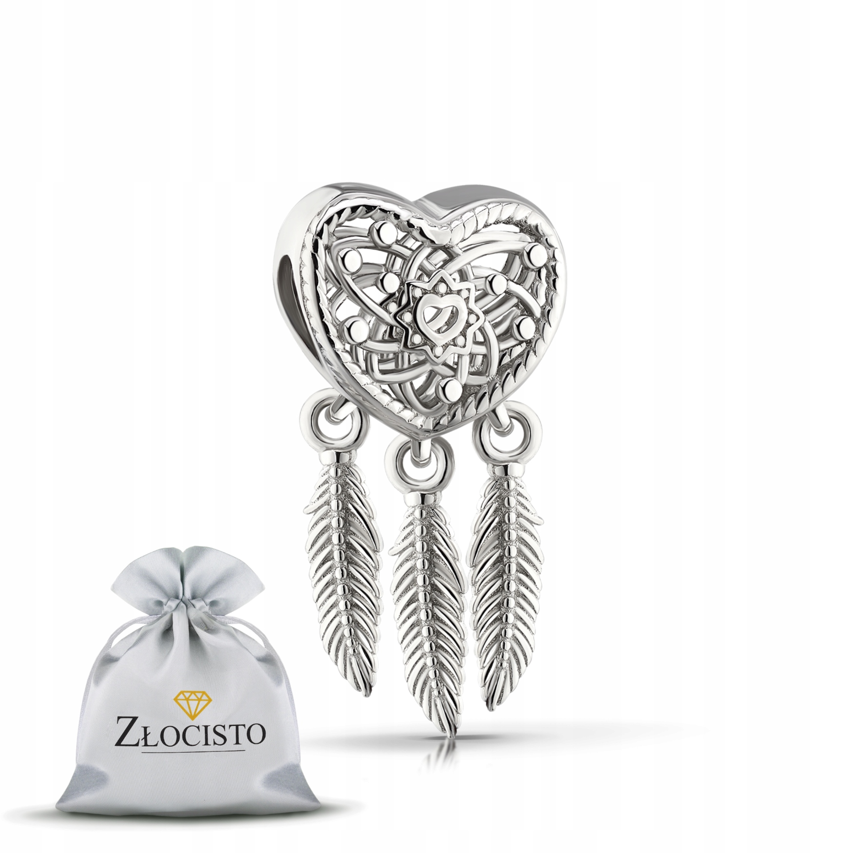 Stříbrný Závěsný Přívěsek Lapač Snů Srdce Stříbro 925 Beads Korálek