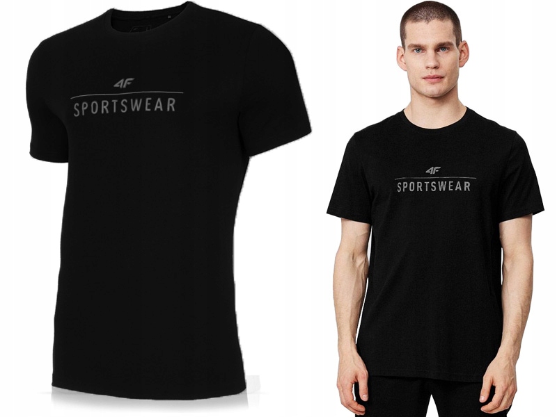 

4f Koszulka męska H4L22-TSM354 Głęboka czerń r. XX