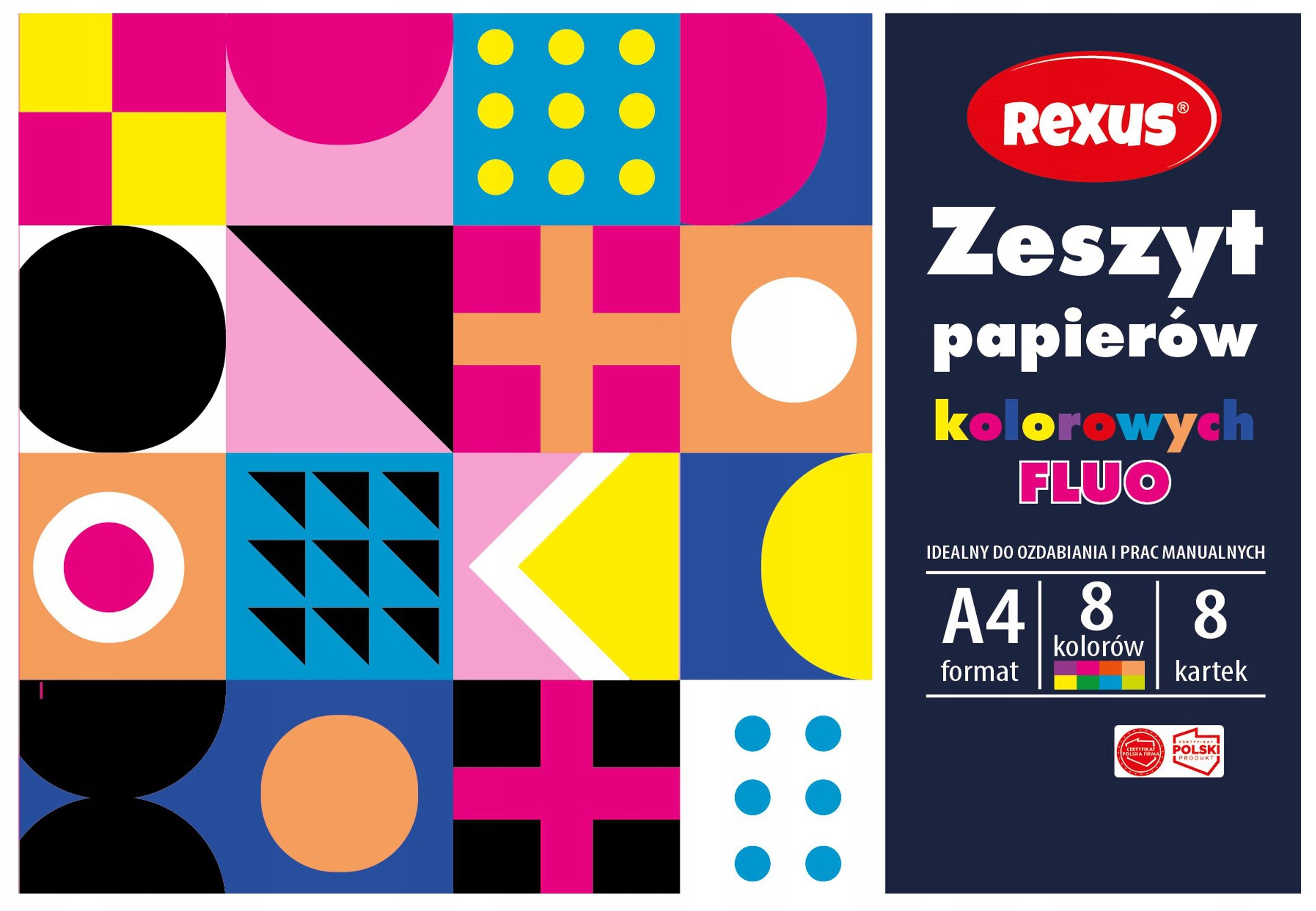 ZESZYT PAPIERÓW KOLOROWYCH KREDOWANYCH FLUO A4/8