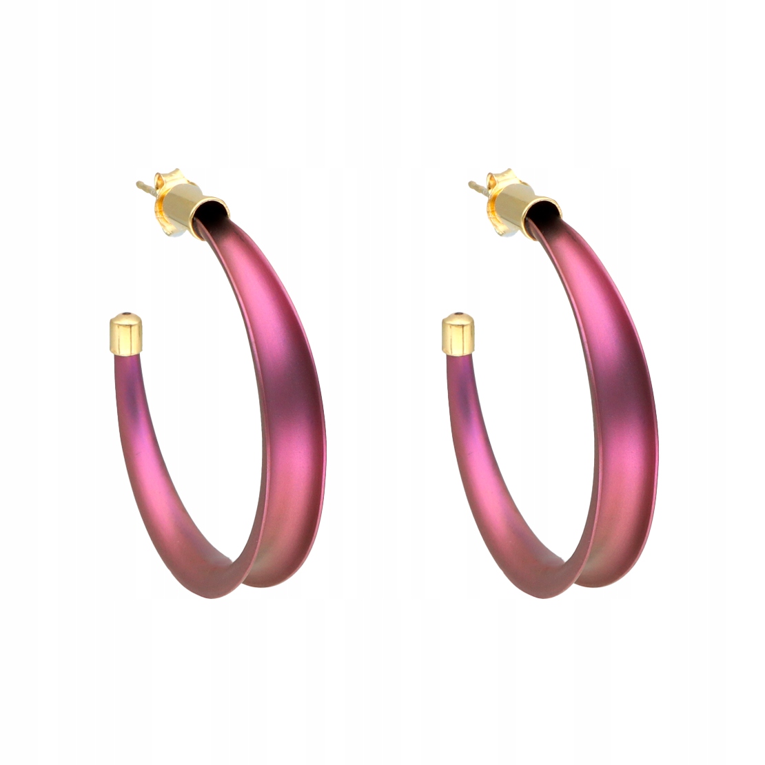 Náušnice fialové kruhy titan stříbro pozlacené