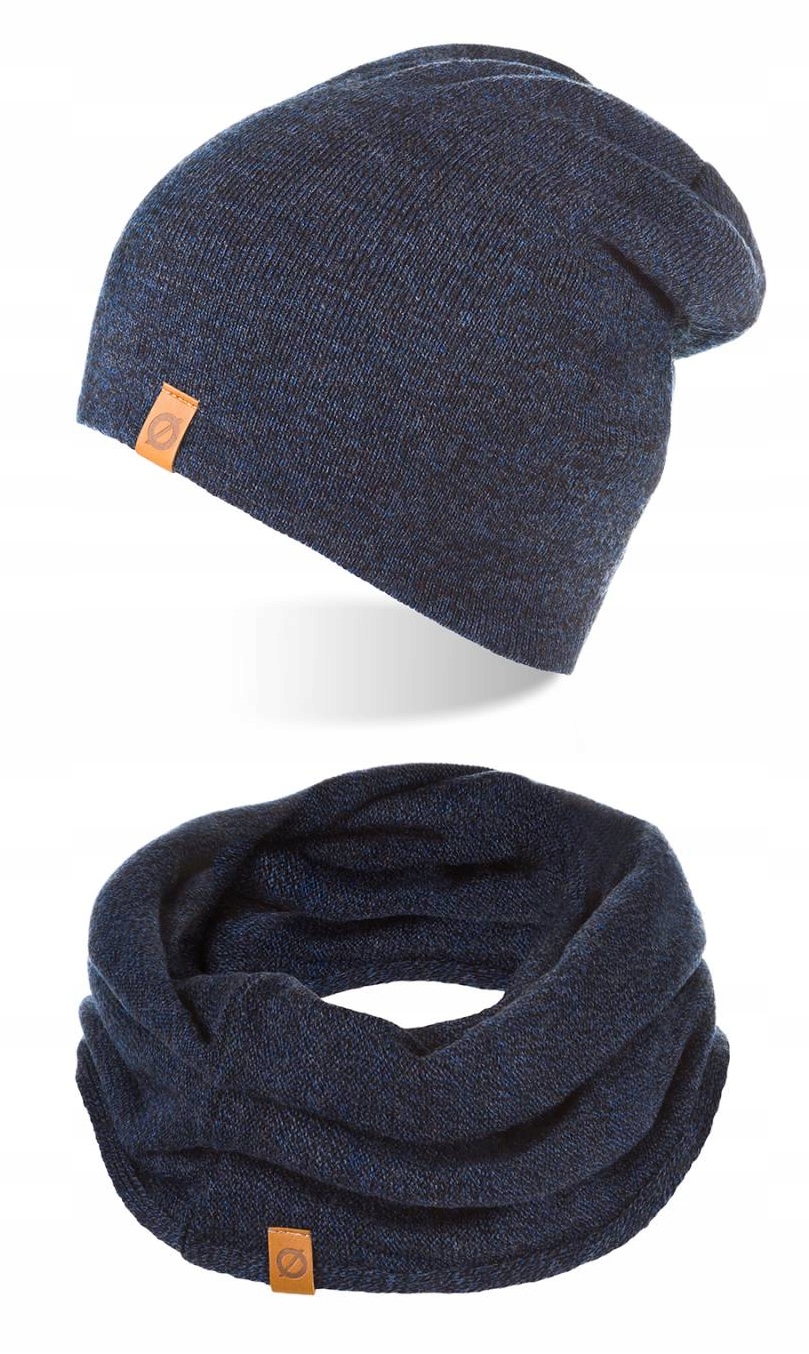 Pánská zimní sada tmavě modré čepice s Čepice Nákrčník