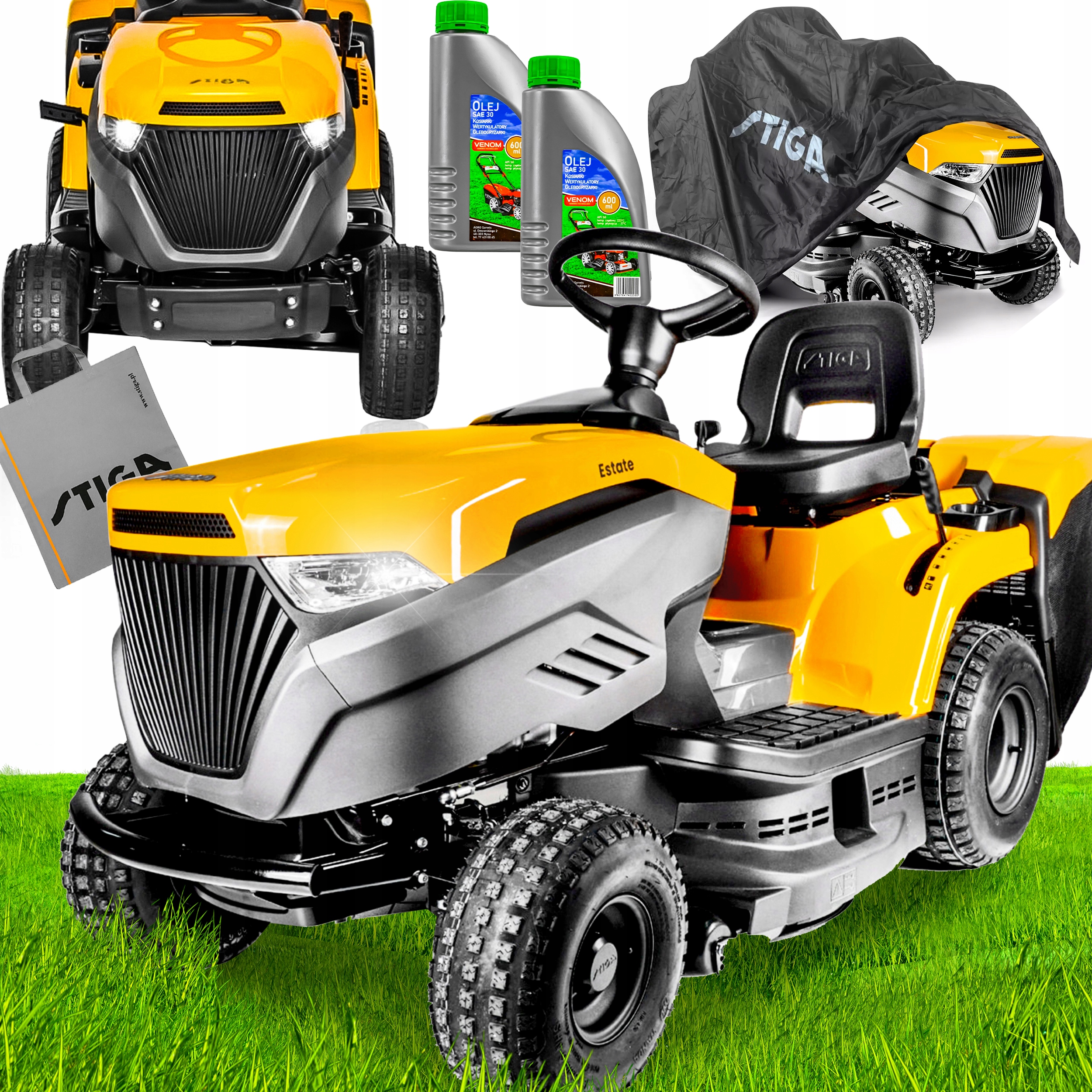 MOCNY TRAKTOR STIGA OGRODOWY SPALINOWY KOSIARKA MOC 16 KM POKROWIEC PRO XXL
