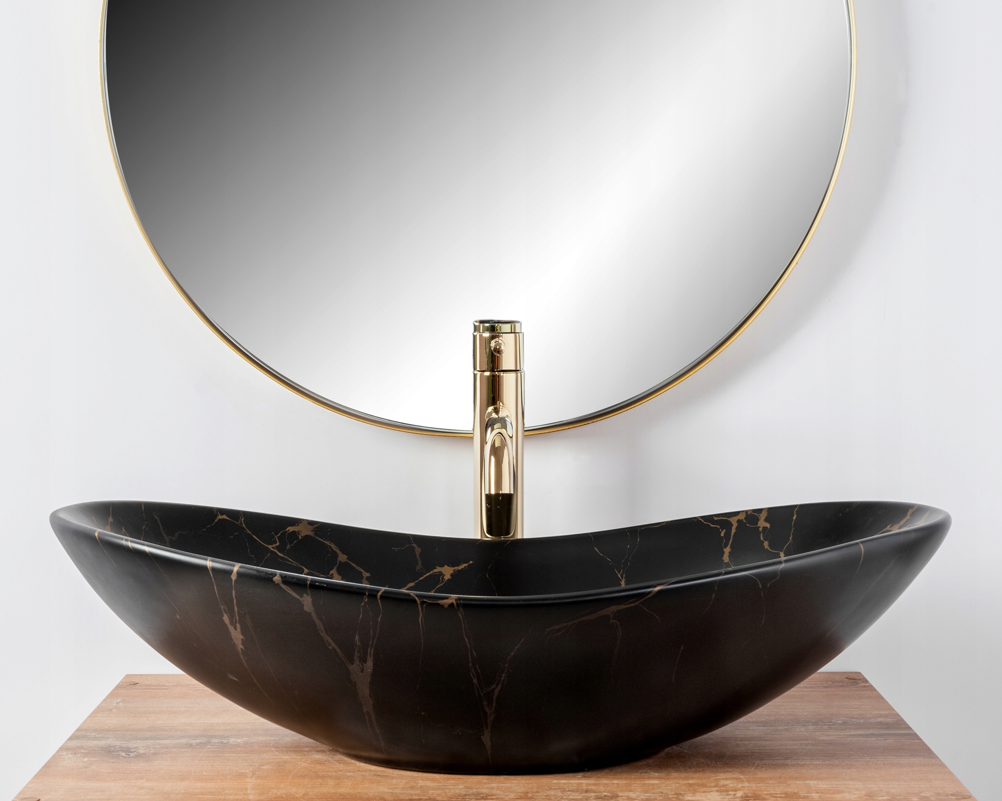 Keramické umyvadlo ROYAL MARBLE BLACK MATT - REA.Oválný typ