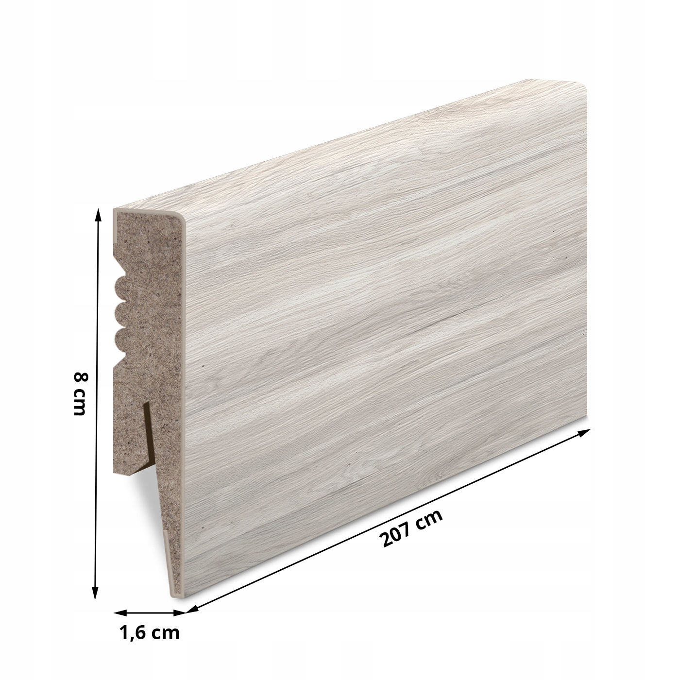 80x16 mm LISTWA PRZYPODŁOGOWA MDF DEKORACYJNA COKÓŁ DĄB JASNY promień R2 Kod producenta 8-16-R2-DP