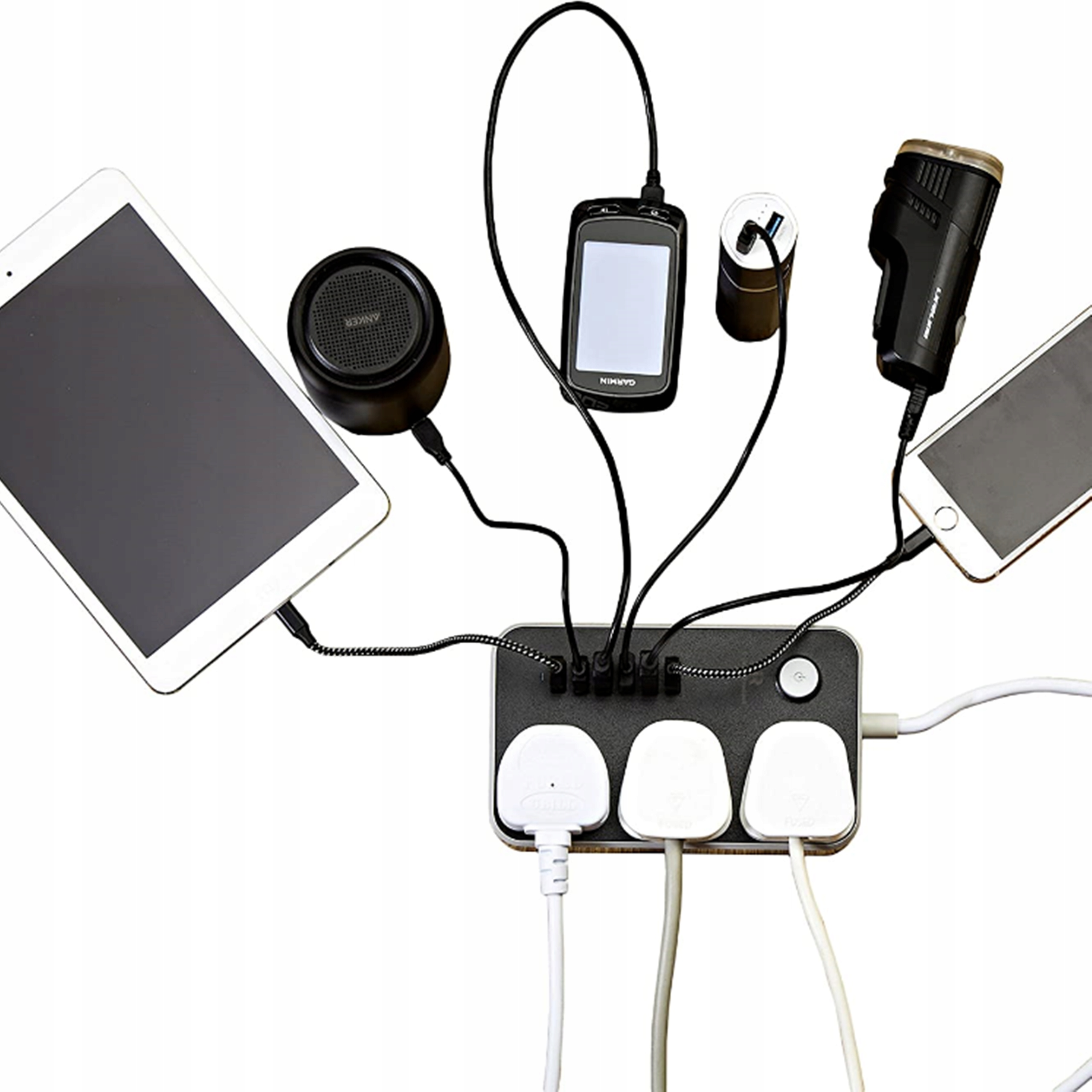 LISTWA ZASILAJĄCA PRZEDŁUŻACZ 3 GNIAZDA Z PORTEM USB X 6 SZT. DŁUGA 1.8 M Stan opakowania oryginalne