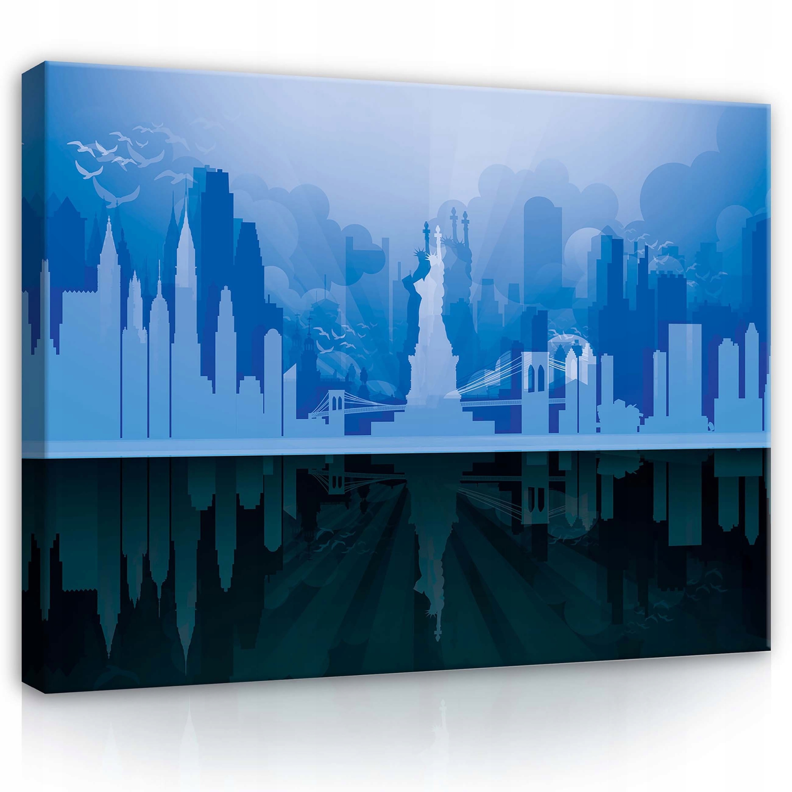 Obraz 80x60 New York krajina města silueta voda modrý městský