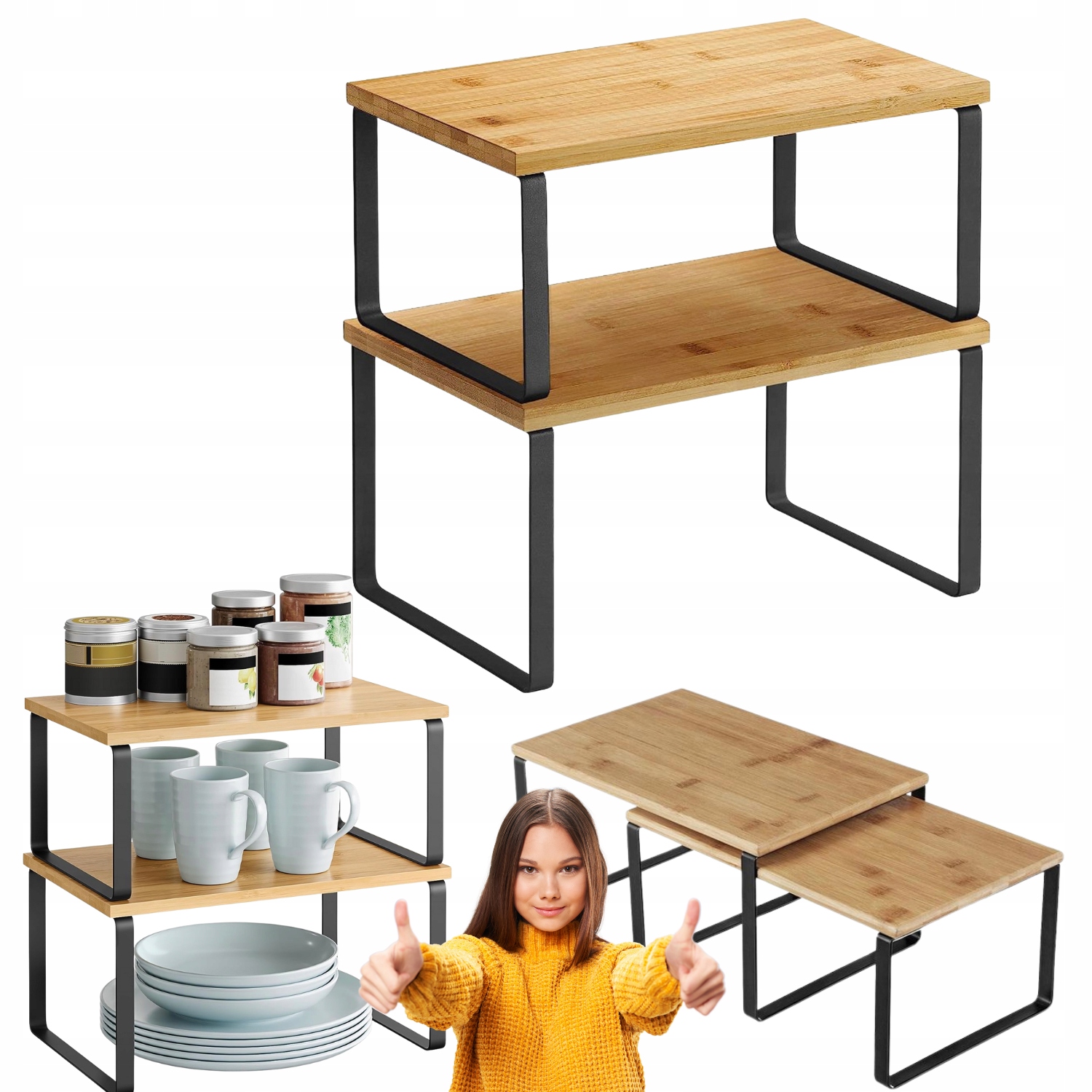 ZESTAW 2X PÓŁKA KUCHENNA REGAŁ NA BLAT PRZYPRAWY ORGANIZER LOFT SONOMA