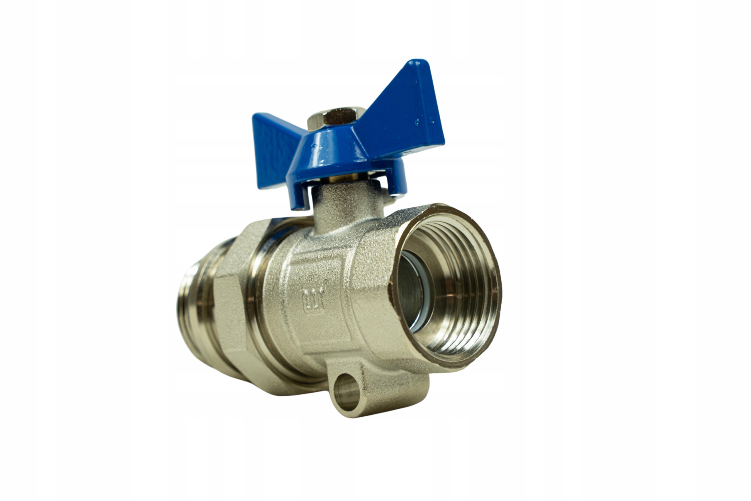 Kulový Kohout Rovný Se Šroubením 1" Palec DN25 S Tlumivkou, Poniklovaný, Modrý