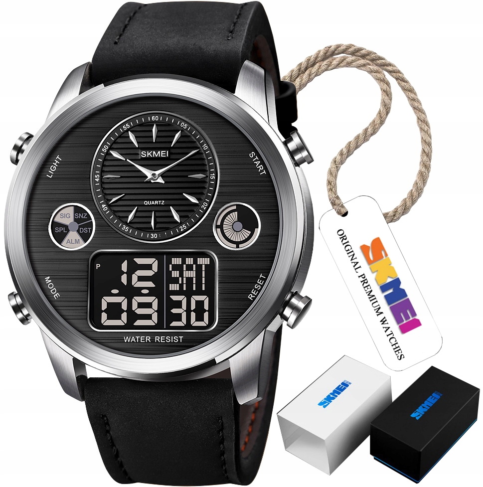 Elegantní Pánské Hodinky Skmei Na Koženém Řemínku, Světová Doba, Kovové, Led