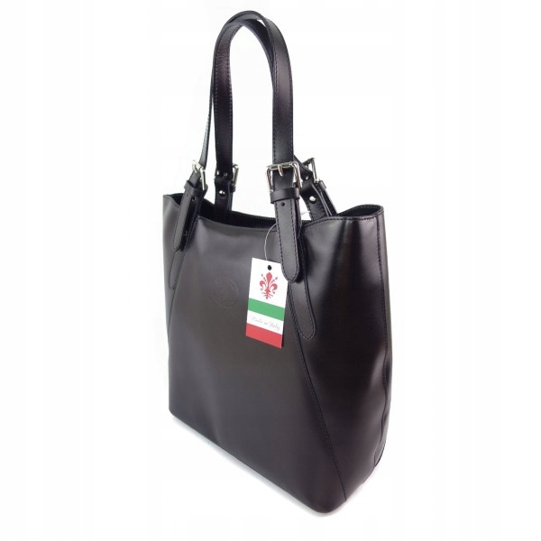 Pohodlná A Módní Kožená Shopperka Přímo Z Itálie Černá, Pojme Velikost A4