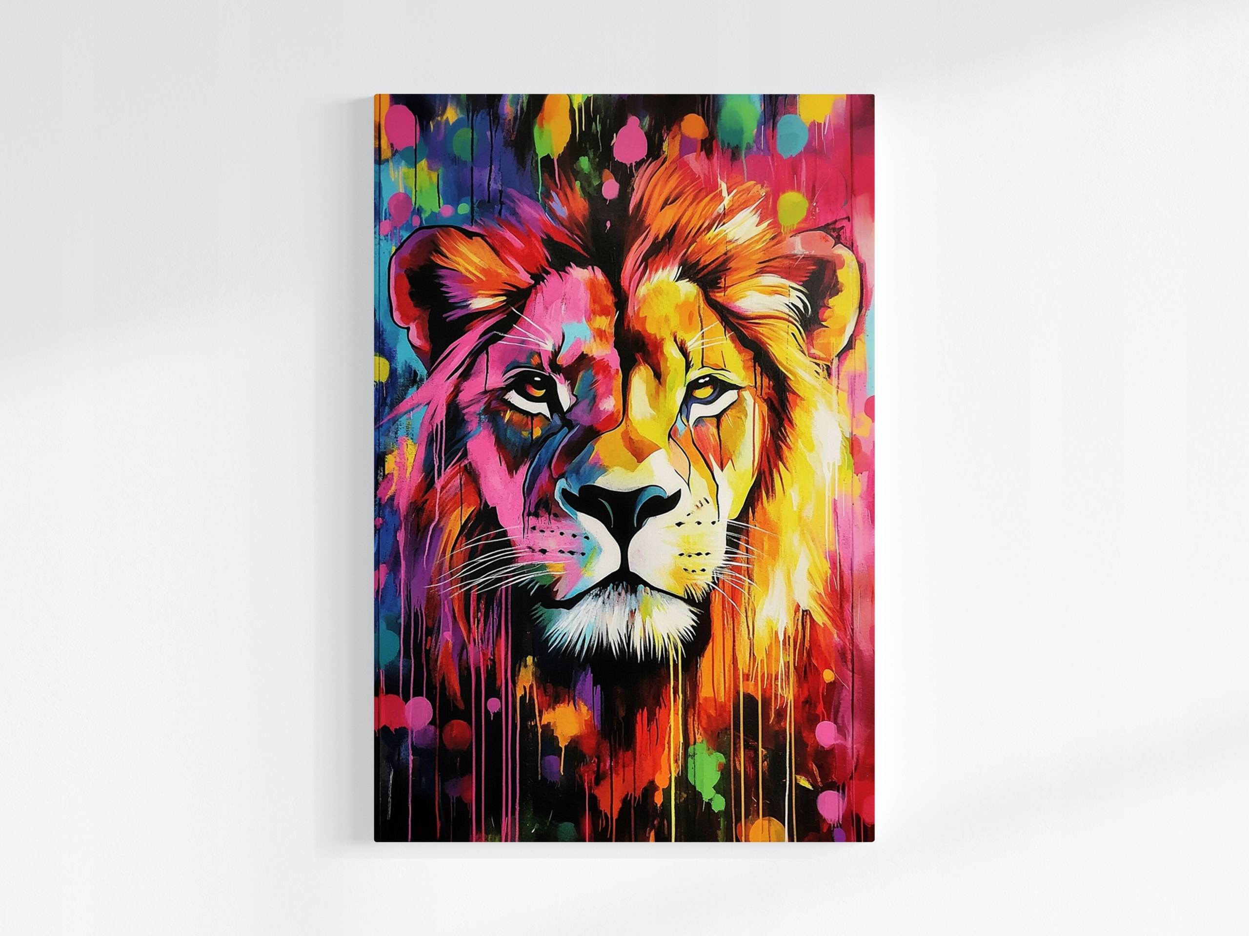Obraz Na Plátně Canvas Graffiti Urban Street Art Lev Portrét Neon 80x120