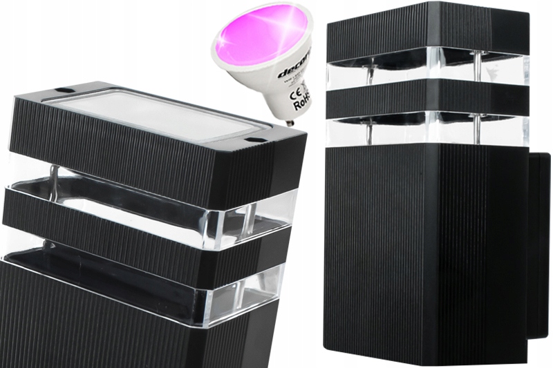 ZEWNĘTRZNY KINKIET NA BALKON LAMPA NA ELEWACJĘ DOMU KOLOROWE ŻARÓWKI RGB Liczba punktów światła 2