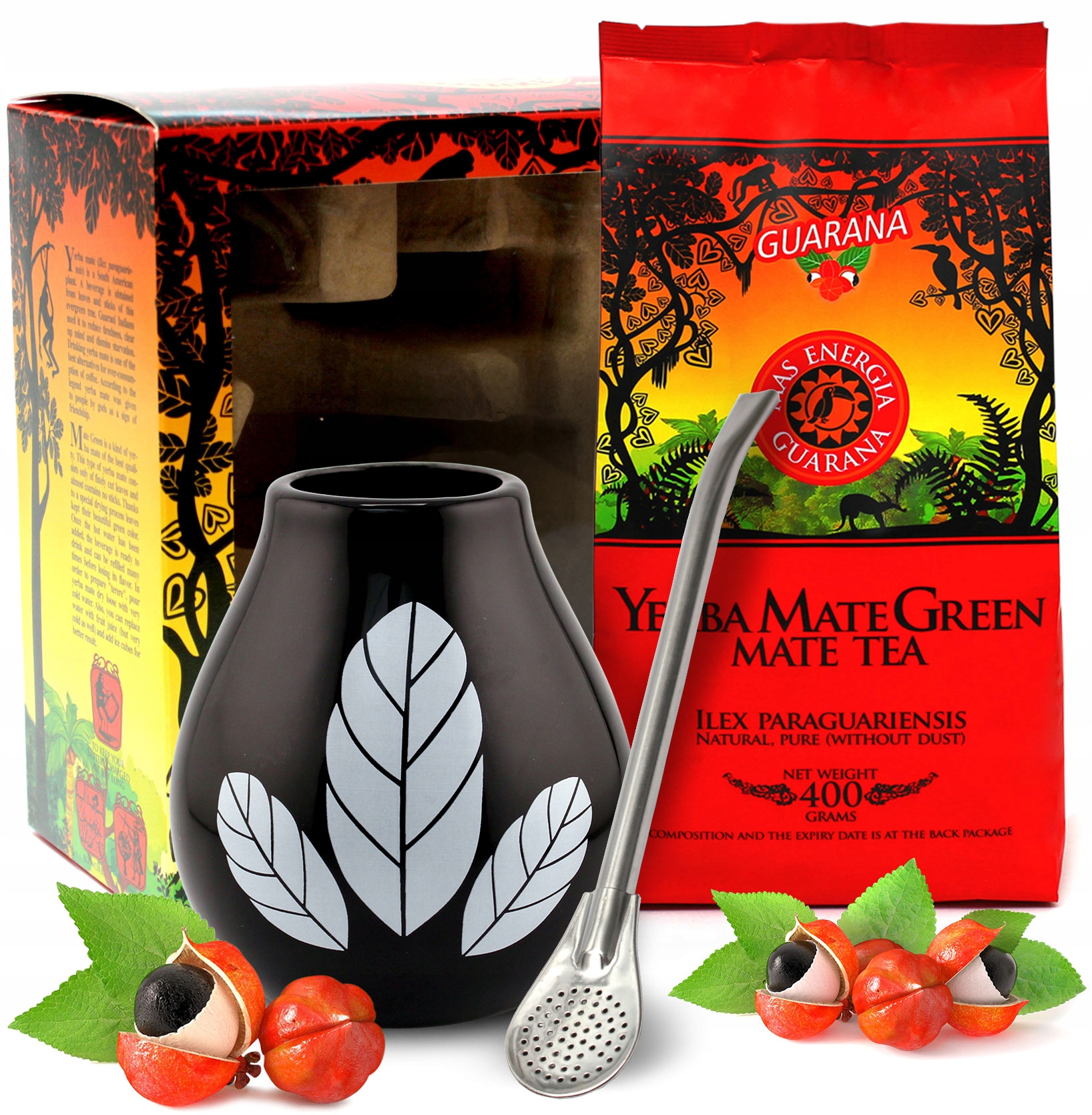 Levně Dárková Sada Yerba Mate Green Energie Guarana 400g s Kalabasou Hoja