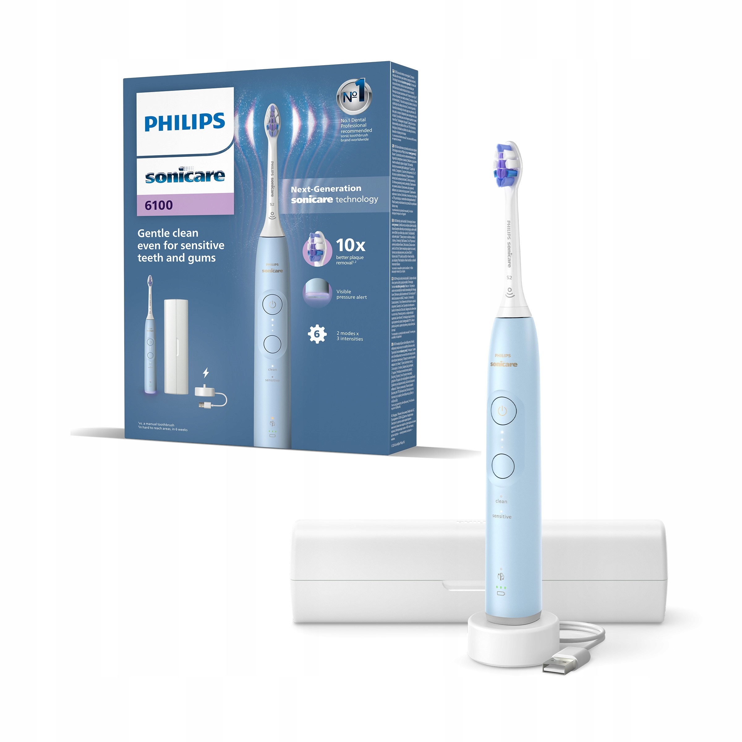 Philips Sonicare 6100 szczoteczka soniczna z etui niebieska HX7406/02