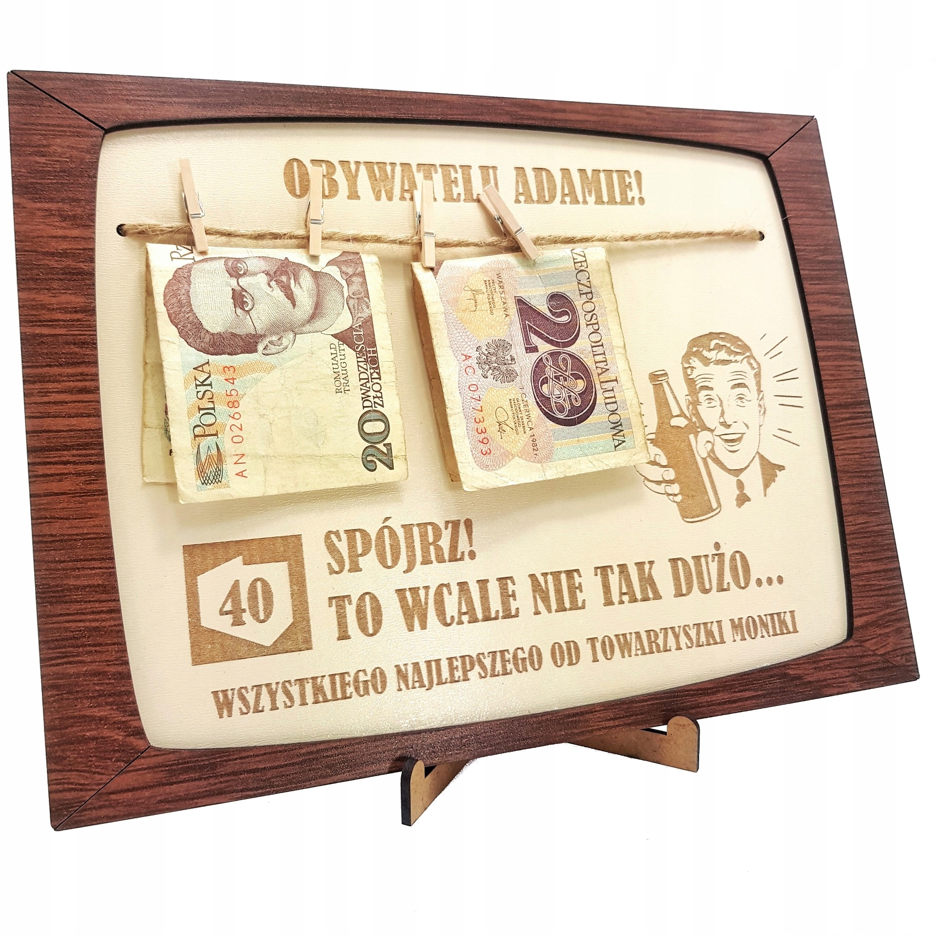 

Ramka na 40 50 60 70 Urodziny Retro Banknoty Prl