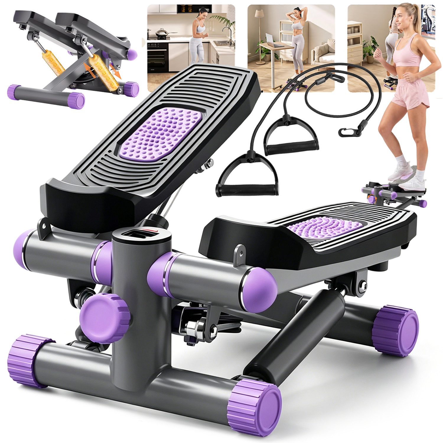 Stepper S Odkazy 2 V 1 Pro Domácí Cvičení, Nastavitelný Krok, LCD displej