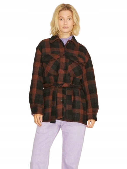 Jjxx Krátký Kostkovaný Kabát S Páskem Na M K2D