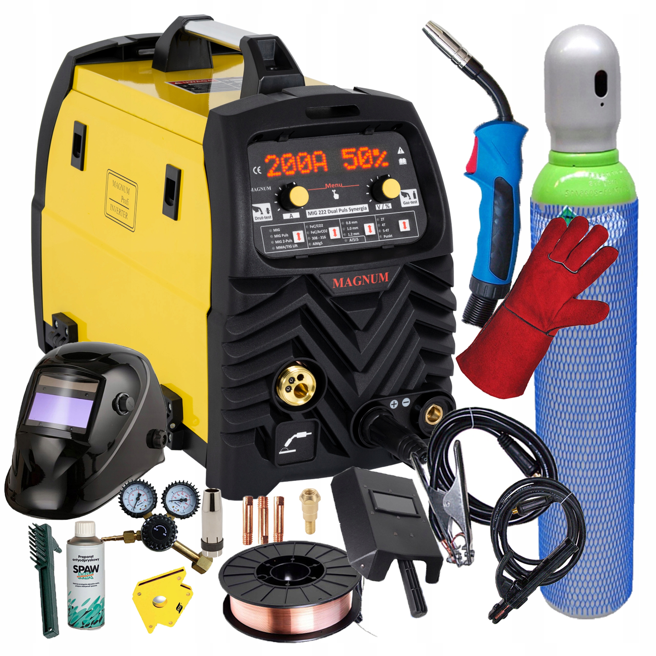 Migomat 200A spawarka Magnum Mig 222 Dual Puls Synergia Mig Tig Mma 3W1