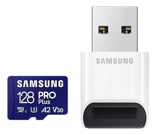 Samsung Pro PLUS microSDXC 128GB UHS-I U3 czytnik