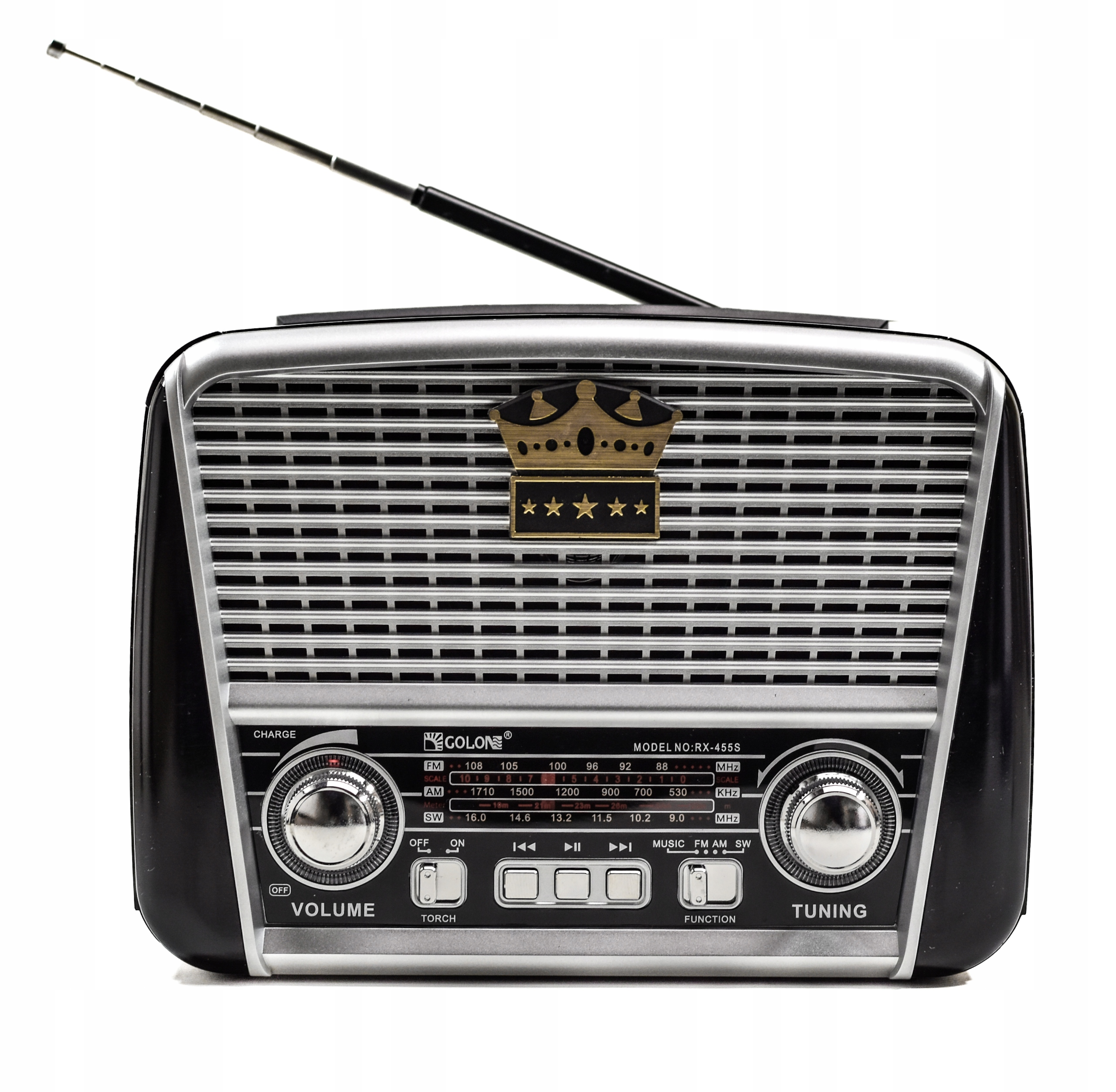 RADIO RETRO SOLAR SOLARNE LATARKA LED GŁOŚNIK USB Kolor czarny