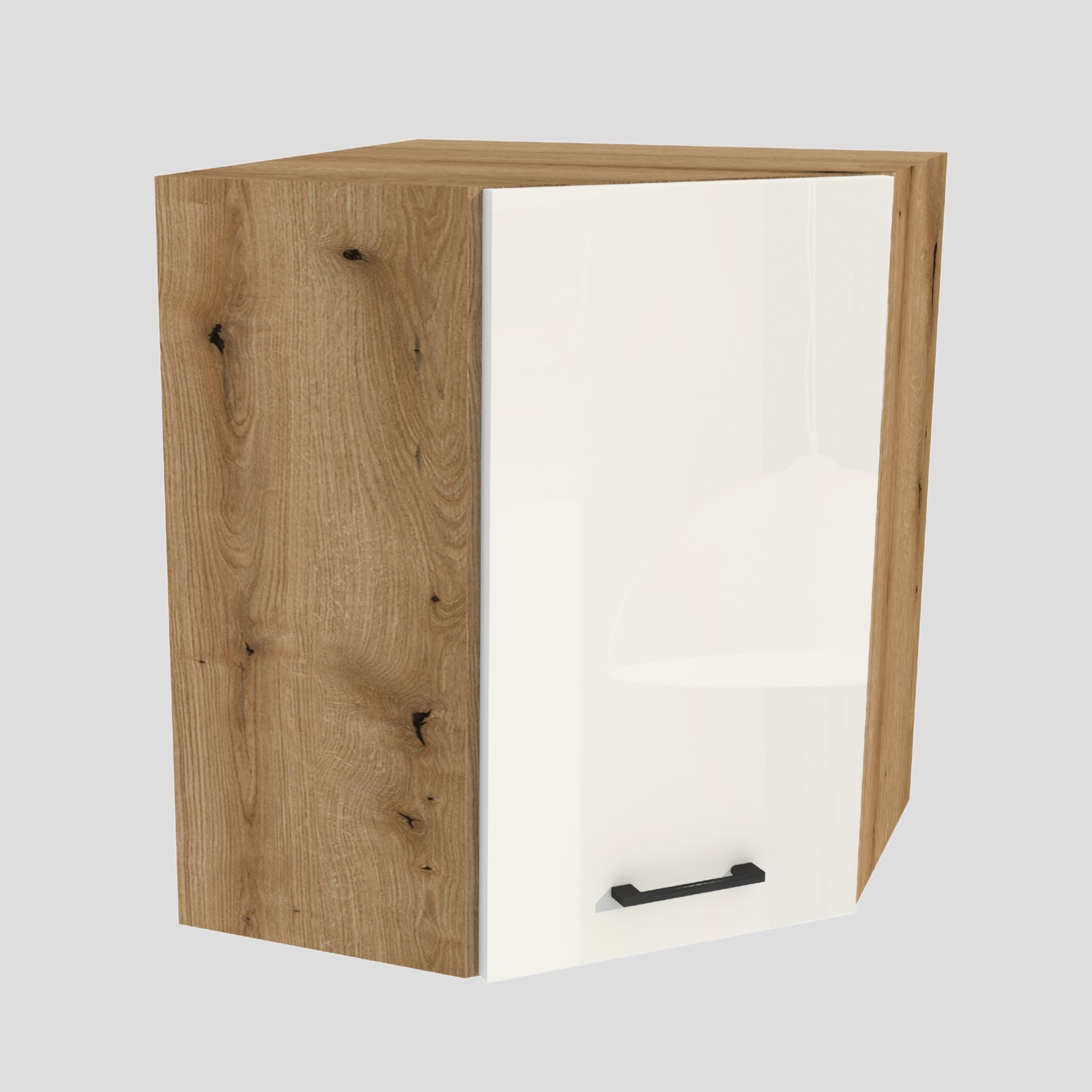 Horná rohová kuchynská skrinka 60/72 Capri Dub Evoke front Biely Akryl Polys