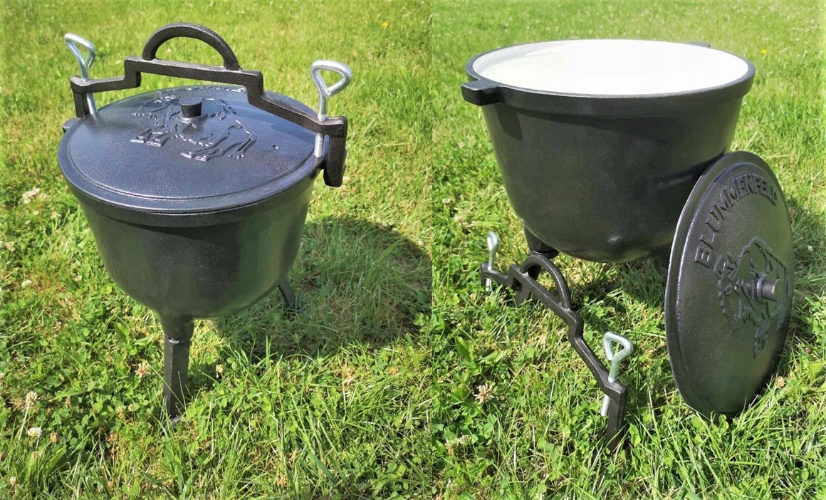 Kociołek żeliwny z emalią - emaliowany 7L Blummenfeld ognisko prażonki gril Rodzaj stojący