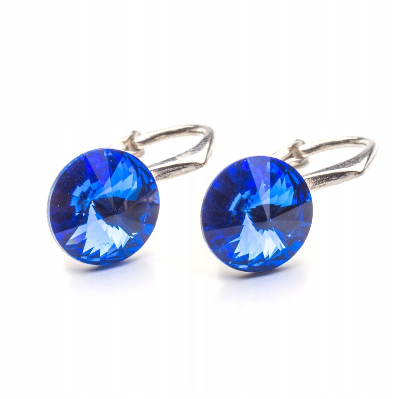 

Srebrne kolczyki 925 z kr. Swarovski Rivoli 8 Sapp