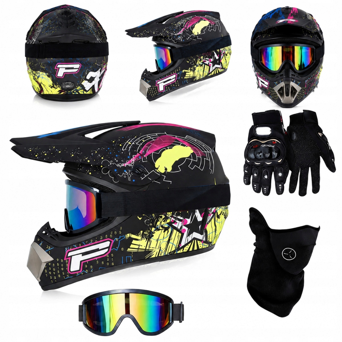 Kask Na Hulajnoge Elektryczna Cross Enduro Quad Bmx Kask Gogle Rękawiczki L