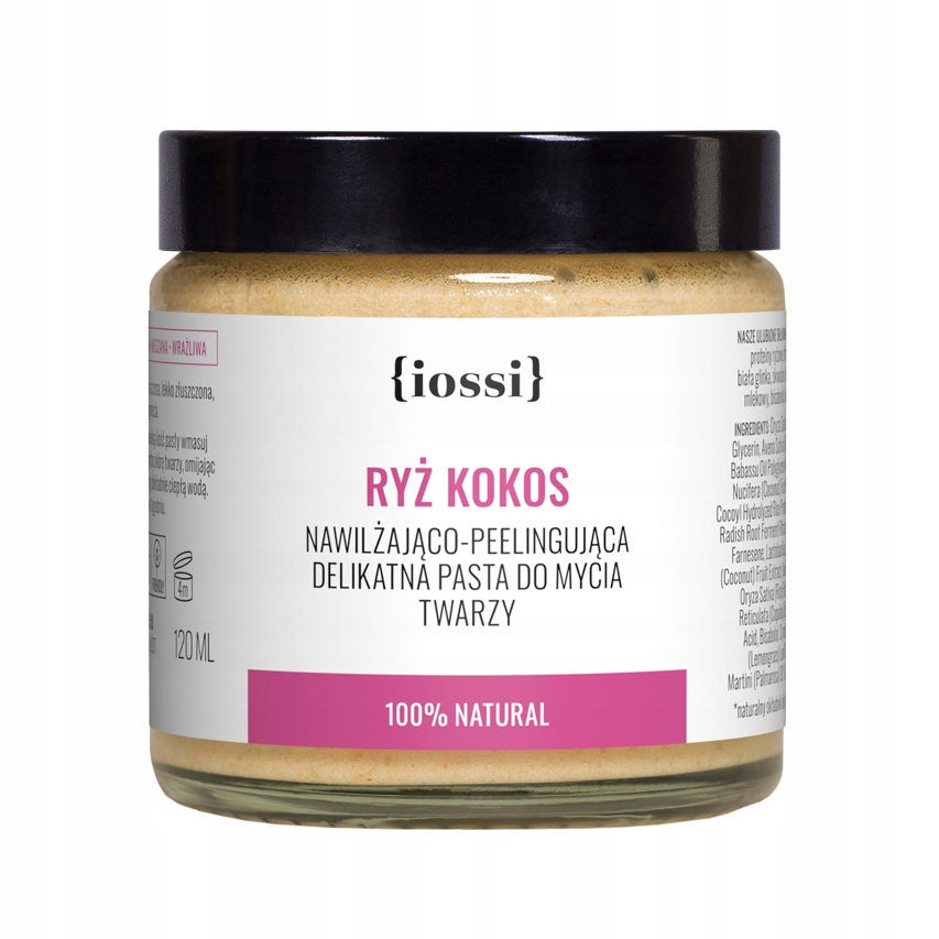 IOSSI_Rýže a kokos – jemná mycí pasta na obličej s hydratačním a peelingovým účinkem