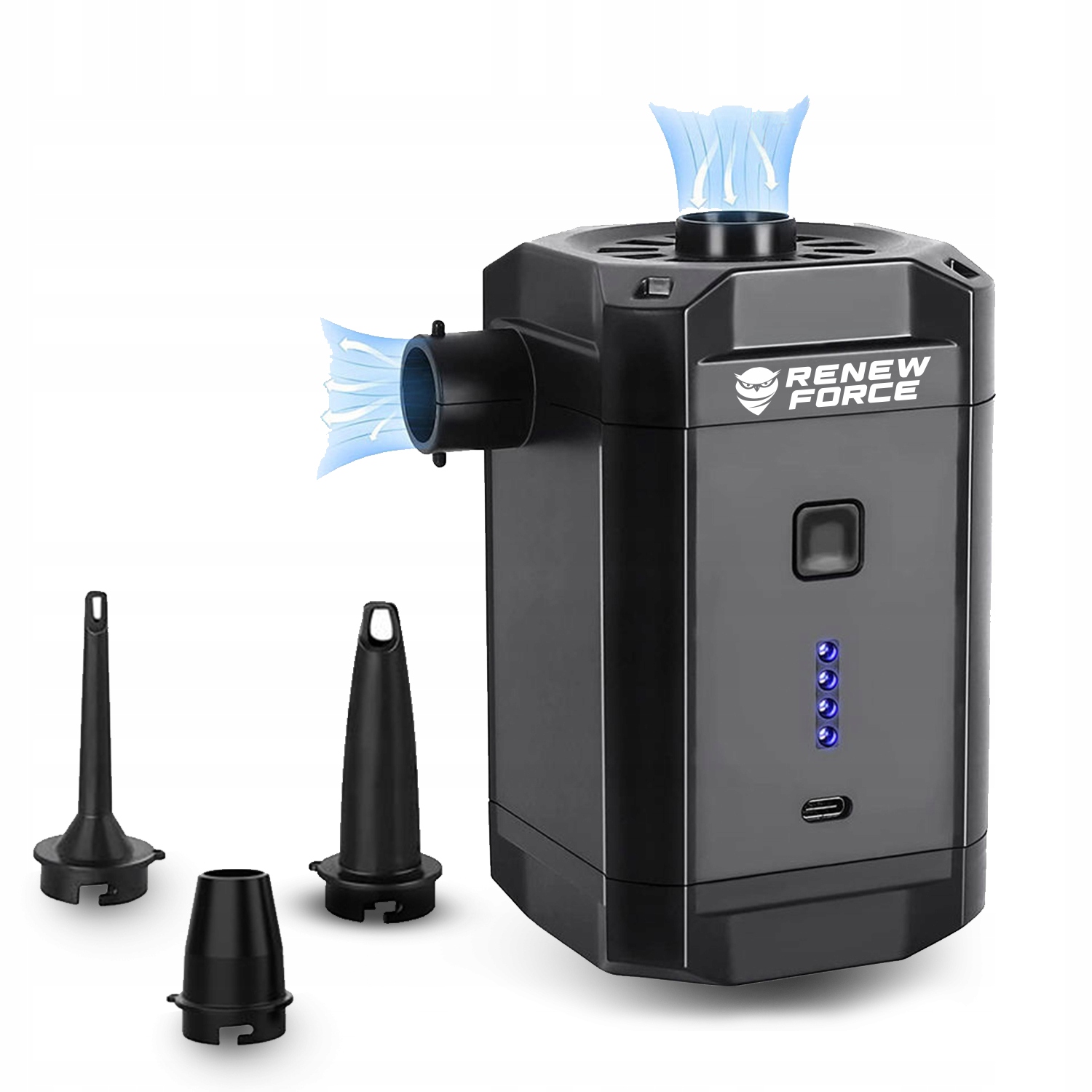 Akumulatorowa Pompka do Materaca Piłki Basenu Elektryczna USB + Końcówki Stan opakowania oryginalne