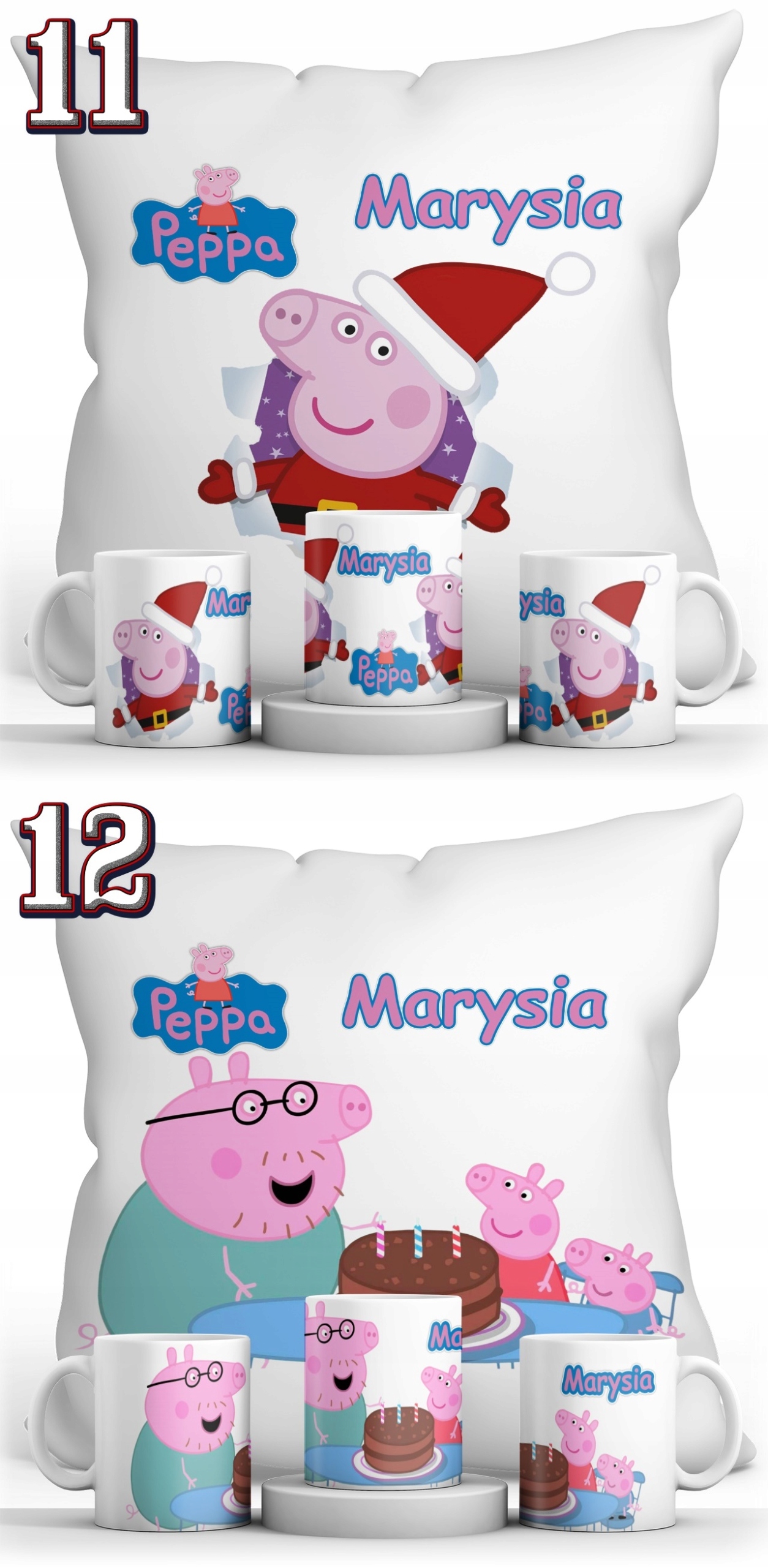 ZESTAW ŚWINKA PEPPA KUBEK + PODUSZKA + IMIE Rodzaj inny