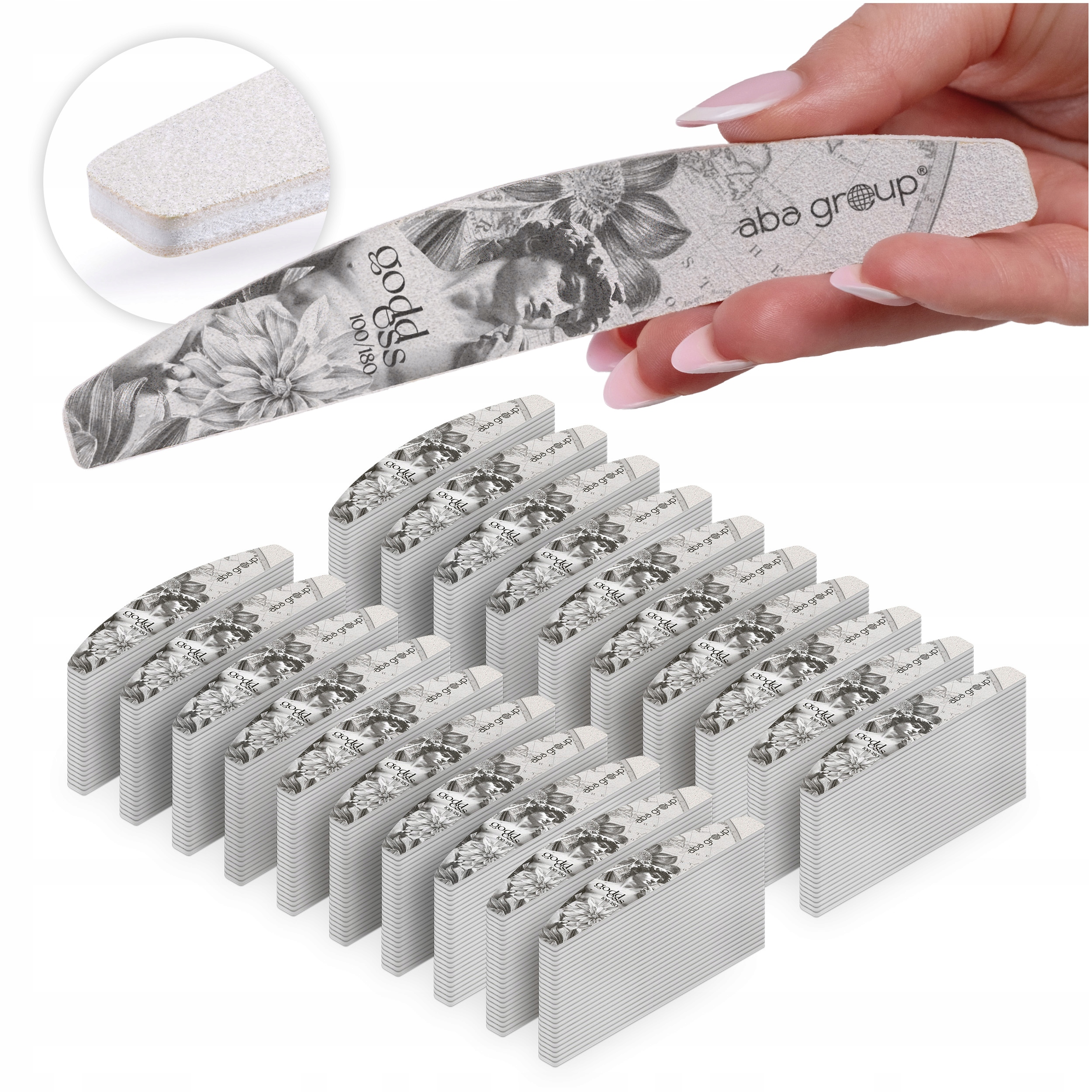 pilník na nehty Loďka 100/180 Standard Sada 500 ks Goddess Aba Group