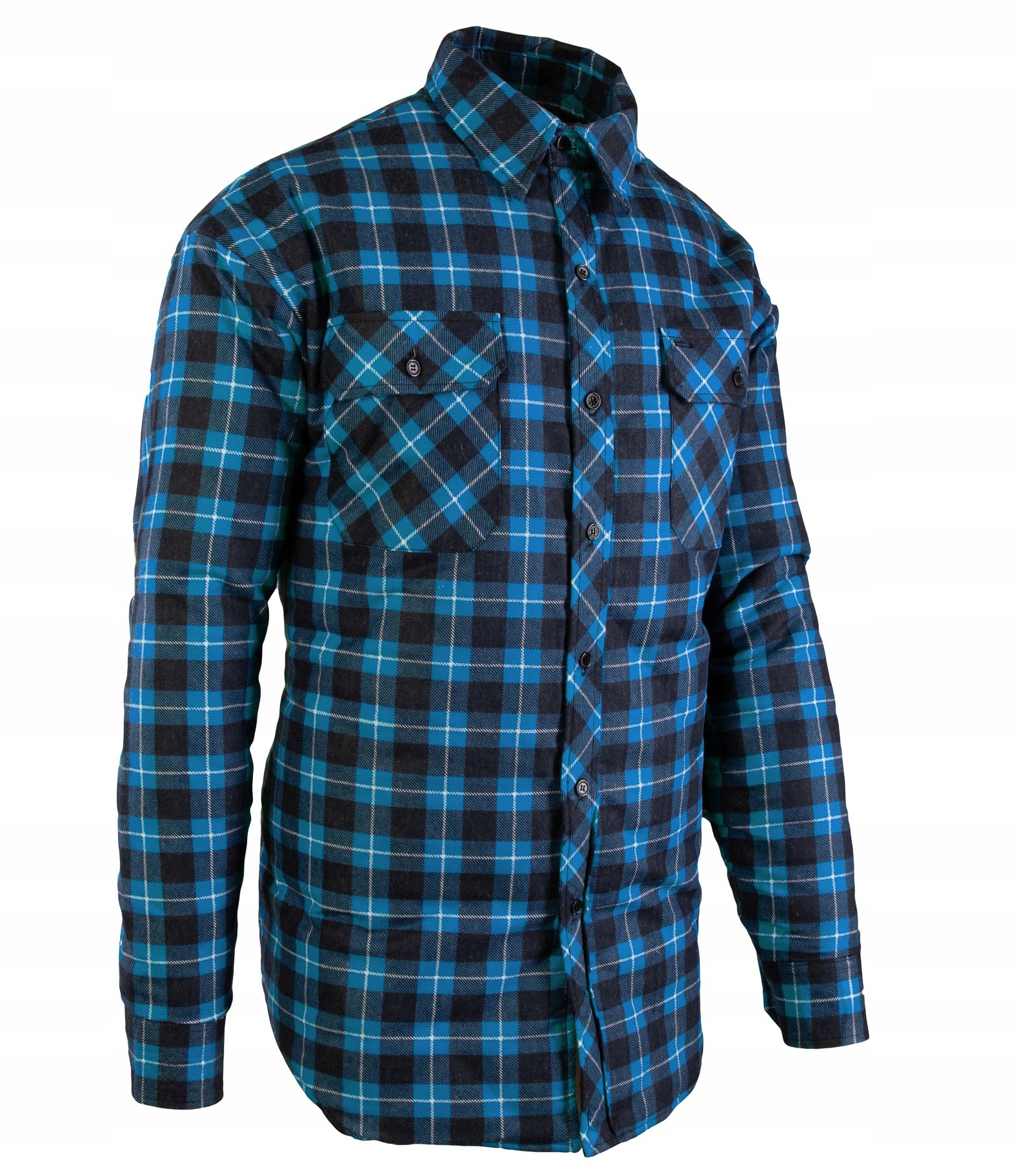 OCIEPLANA KOSZULA MĘSKA BAWEŁNIANA W KRATĘ NIEBIESKA BHP