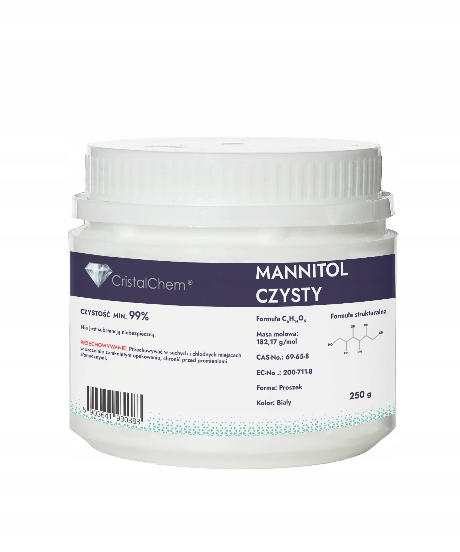 

Mannitol Czysty 0,25kg Butelka Apteczna min 99%