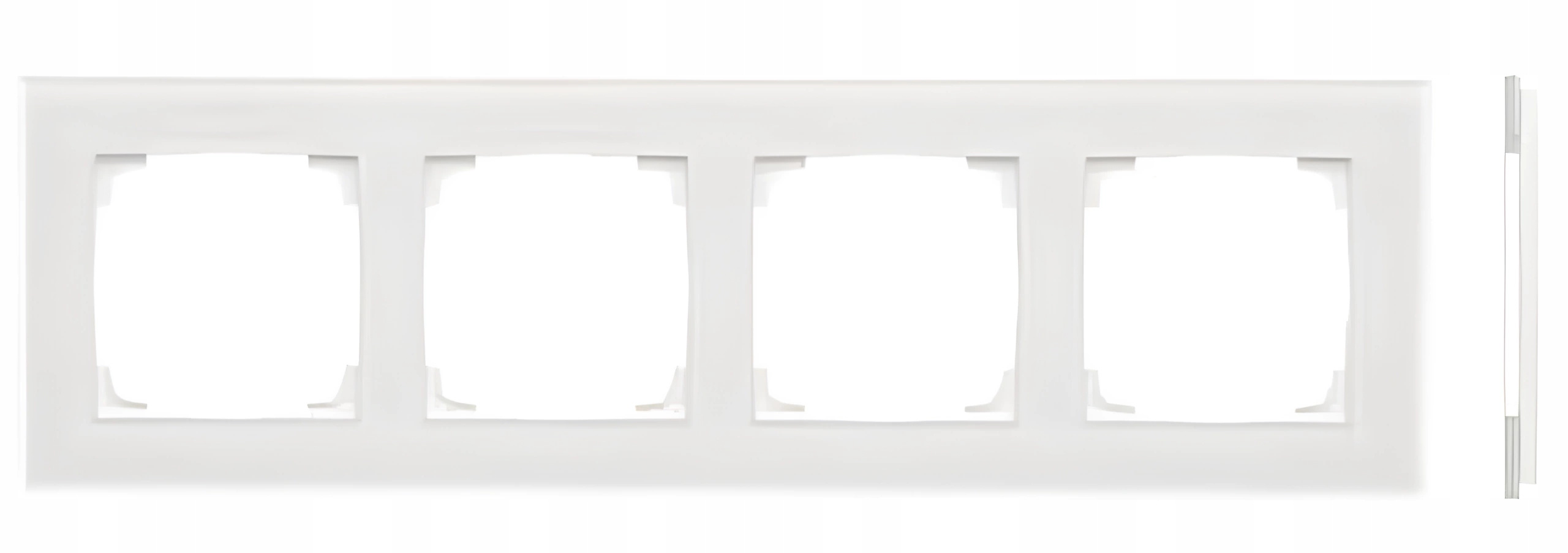 Simon 55 4-hranný rámik Štvornásobné sklo Mrazené sklo Biela príroda