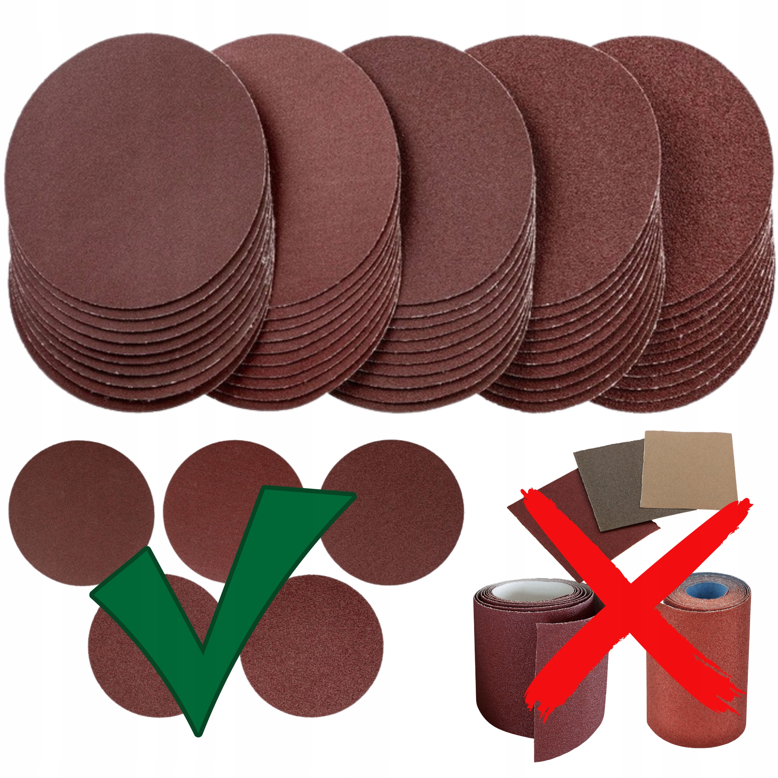 Papier Ścierny Krążek na Rzep Krążki Ścierne 125mm ZESTAW 50 SZTUK