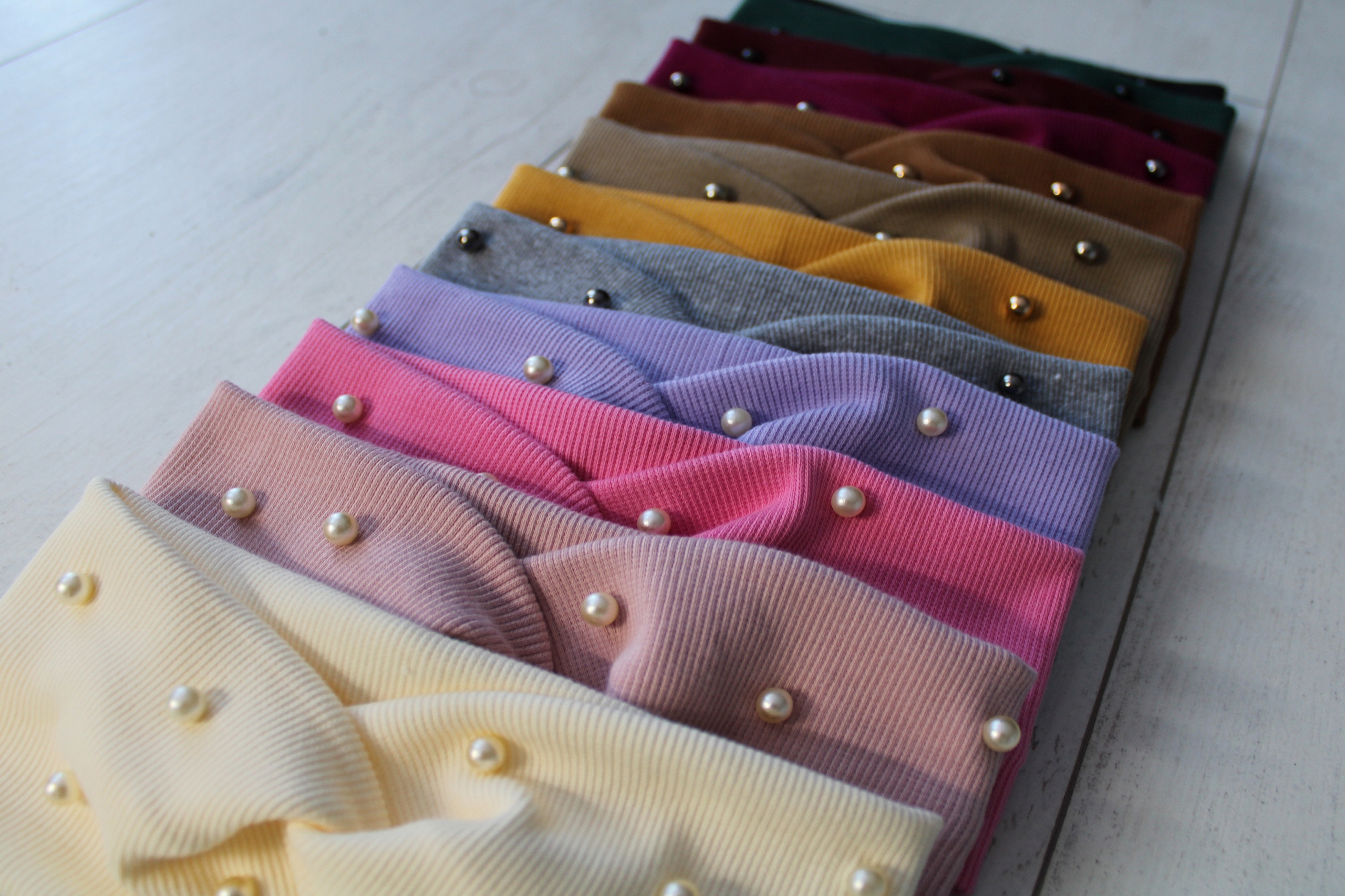 OPASKA DAMSKA TURBAN NA GŁOWĘ BAWEŁNA OPASKI PERŁY Kolor fioletowy