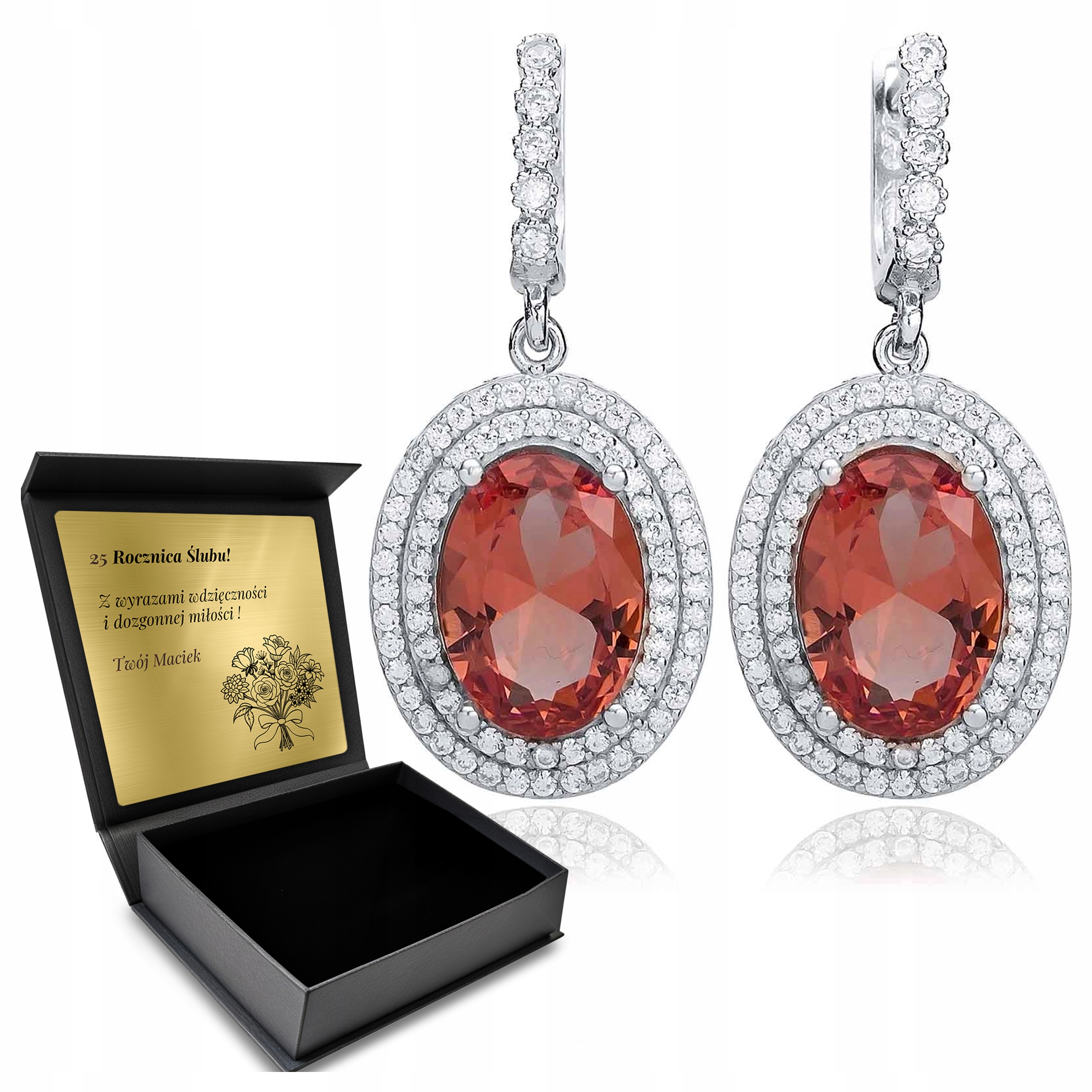 Stříbrné Náušnice 925 Zirkony A Zultanit Dárek pro ženu Gravírování