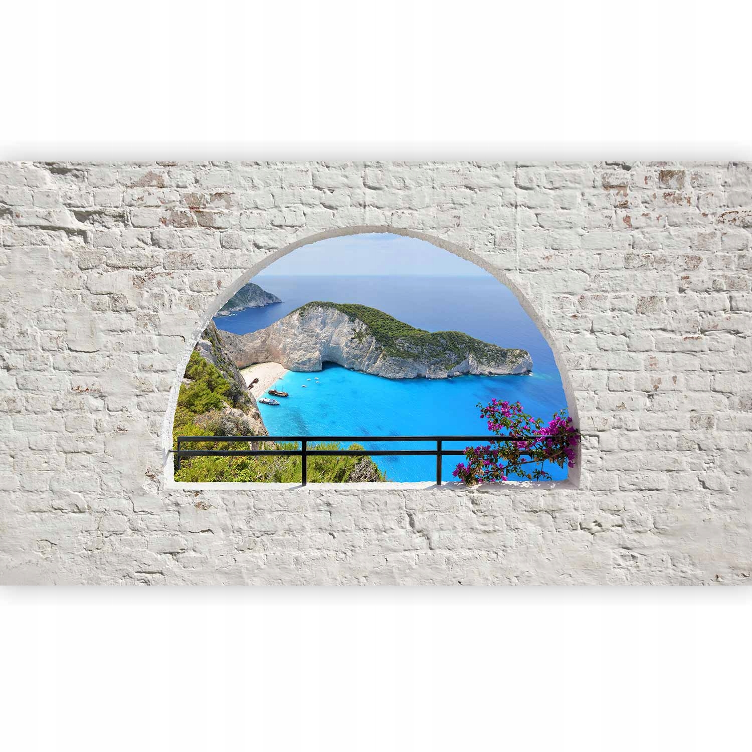 Fototapeta Okno 3D Widok Na Rajską Wyspę Ocean Morze Pejzaż Natura 500x250