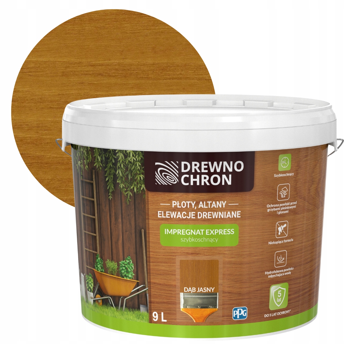 Drewnochron Impregnát na dřevo Express 9L Dub světlý