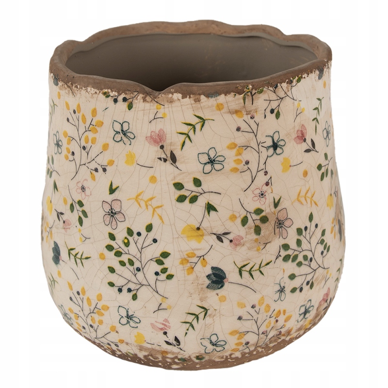 Keramický obal na květináč s lučními květy Brigitta L 21 x 19 cm