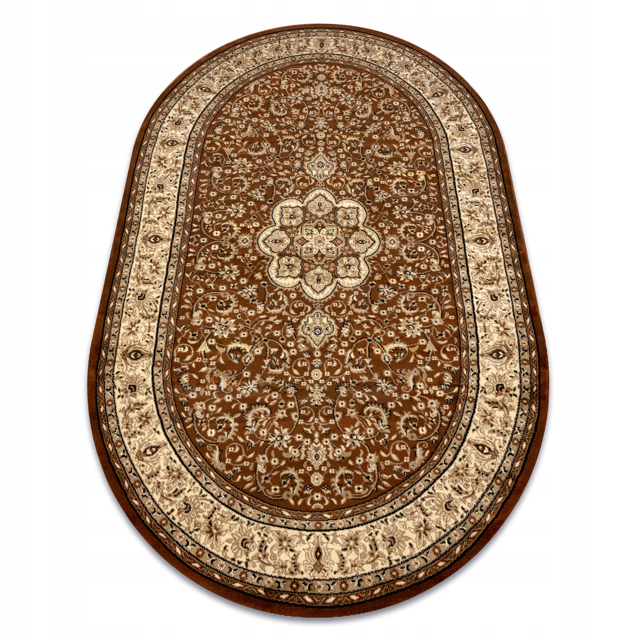 Dywan Royal Tradycyjny Rozeta Ramka Kwiaty Royal owal brąz 200x290 cm