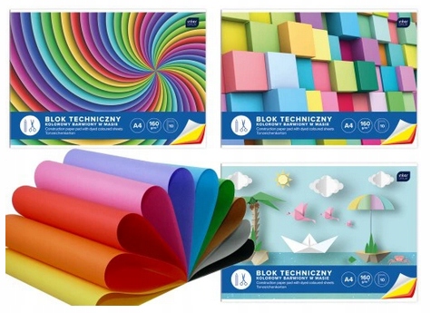 Blok techniczny kolorowy A4 10 kartek, Interdruk